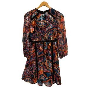 Vince Camuto Multicolored Long Sleeve High Neck Mini Dress NWT